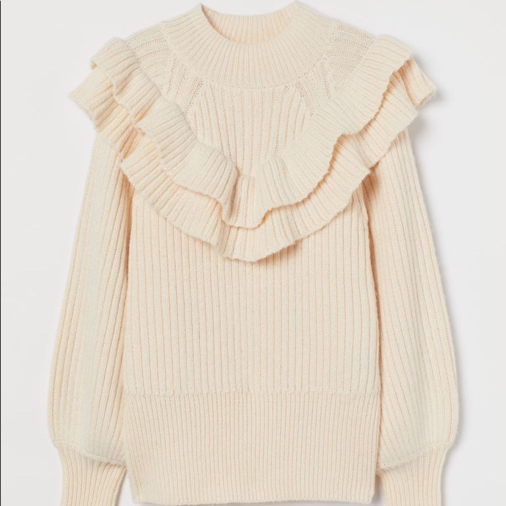 H&M Flounced Rib Knit Ruffle Sweater - Picture 6 of 10